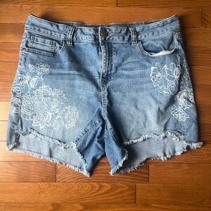 Lane Bryant Blue Floral Jean Shorts